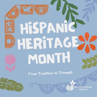 Graphic shows text that reads Hispanic Heritage Month, From Tradition to Triumph